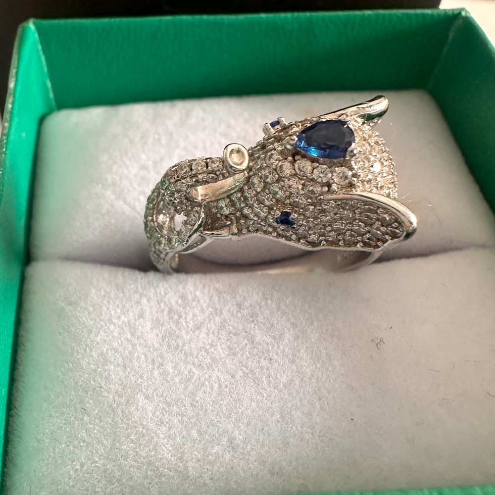 Elegant Silver and Blue Gemstone Ring